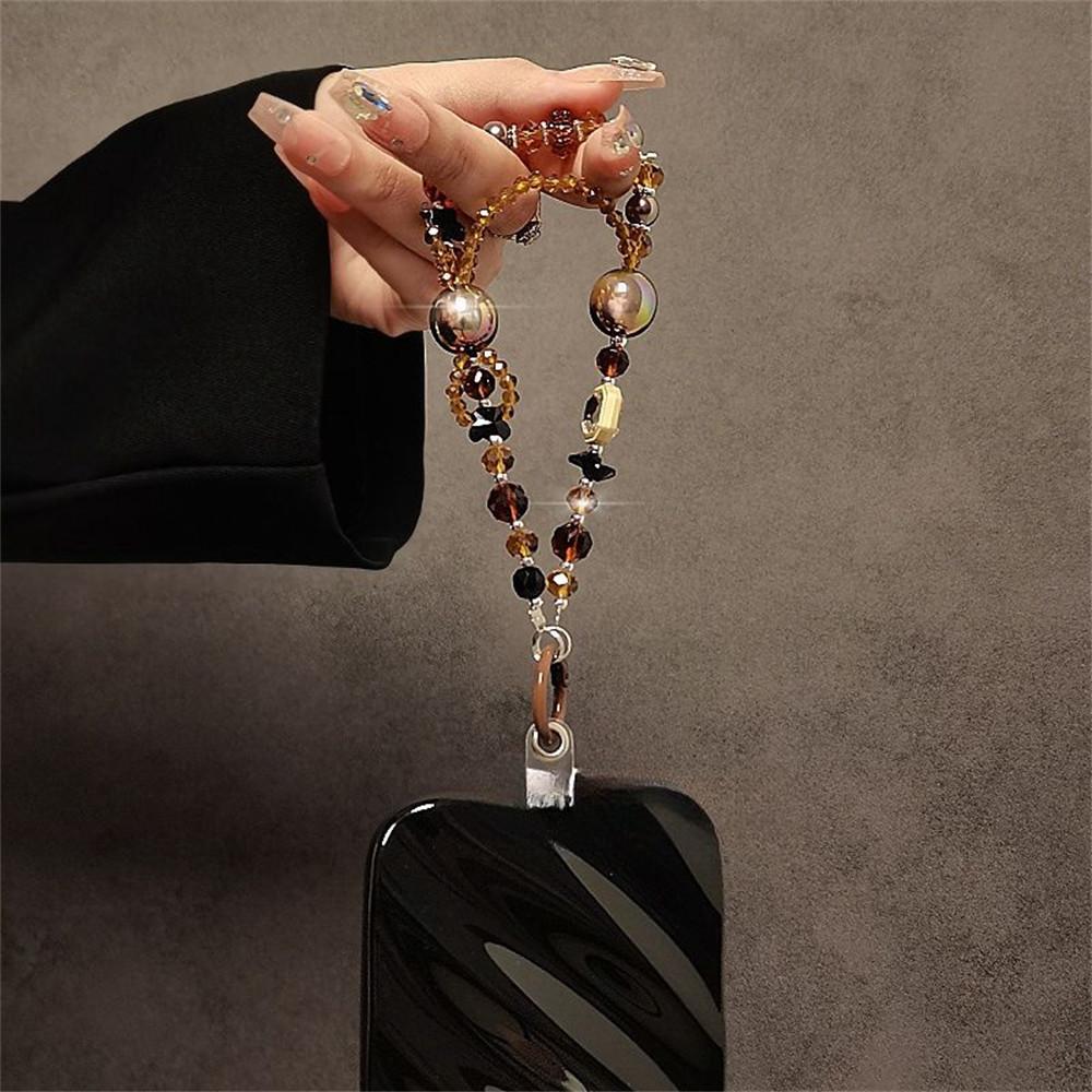 

Colorful Beaded Phone Lanyard 26cm Short Phone Wristlet Strap Mobile Accessory Style C