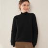 Women's Heavyweight Cashmere Sweater: Autumn-Winter Half-Neck Cable Knit Slim Pullover
