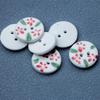 20mm Round Red Ceramic Flower Button for Clothing & Journals