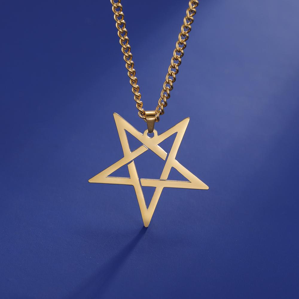 Dawapara Inverted Pentacle Necklace Gothic Pentagram Pendant Occult Amulet Witchcraft Stainless Steel Jewelry