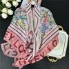 POBING Silk Cashmere Scarf Women Hand Rolled Shawls Fashion Printed Square Scarves Wraps Lady Bandana Big Hijabs Female Foulards
