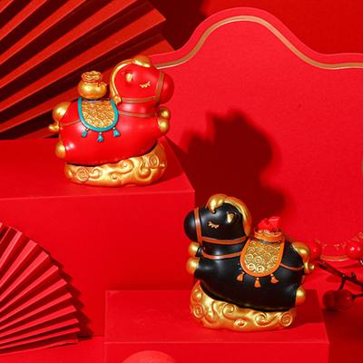 Chinese Style Cartoon Horse Figurine Bring Good Luck Fortune Hand-painted Resin Pony Statue Home Office Desktop Feng Shui Decoration Ornament