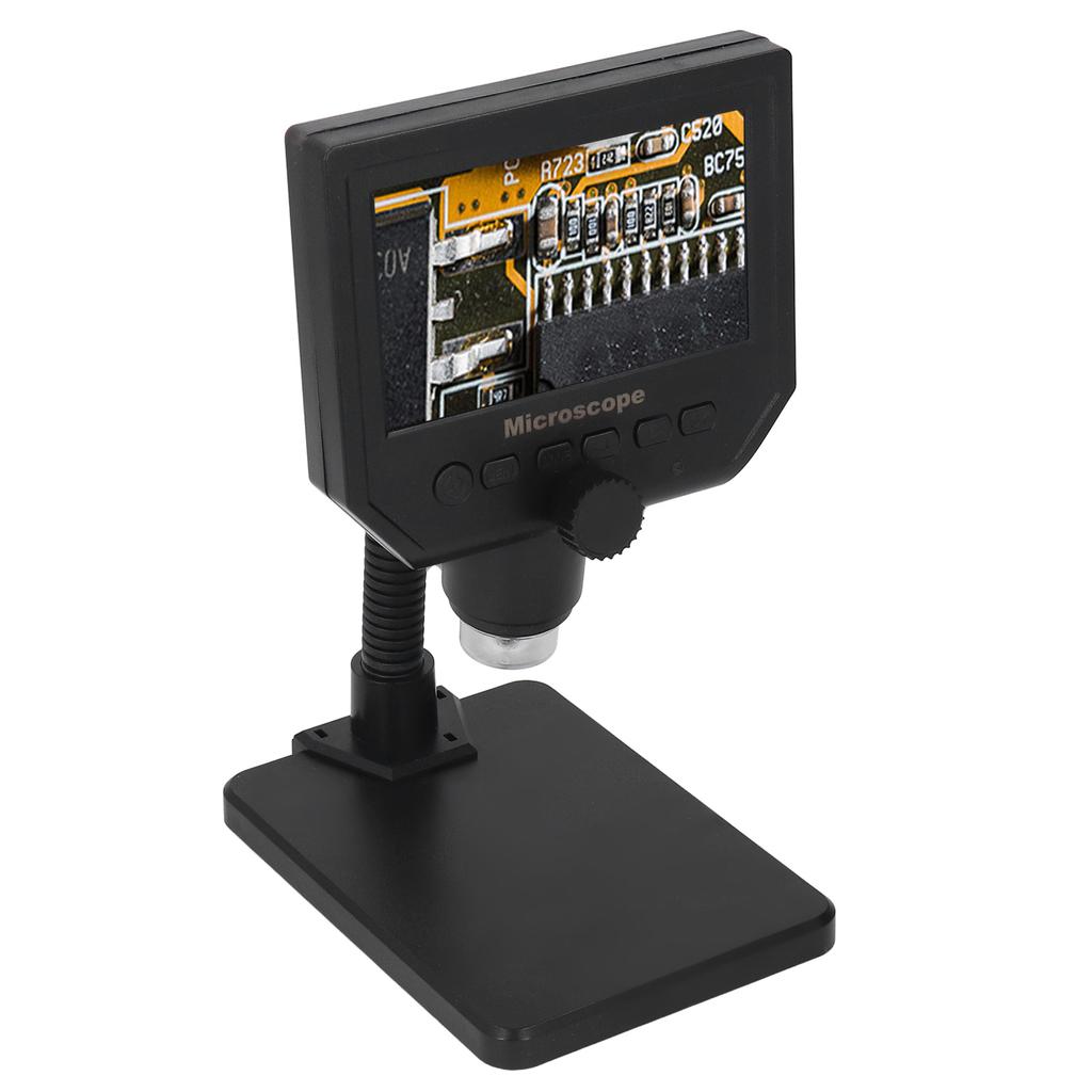 Digitales USB-Elektronenmikroskop mit 4,3-Zoll-HD-Display, 600-fache Vergrößerung, 3,6 MP, mit LED-Beleuchtung für PCB-Löten, Leiterplatte
