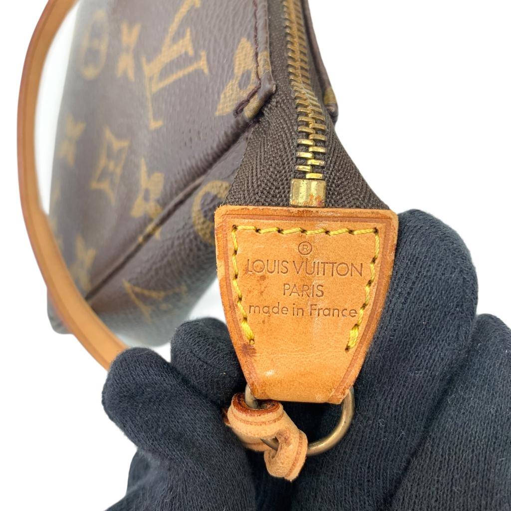 Used Louis Vuitton Monogram Pochette Accessoires M51980 Canvas Brown Authentic 1222