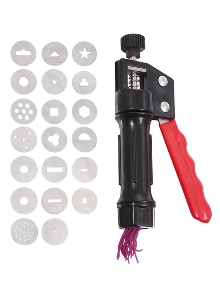 Clay Extruder with 20 Pattern Discs DIY Decorating Tool Portable Clay Mud Squeezer for Cake Decoration