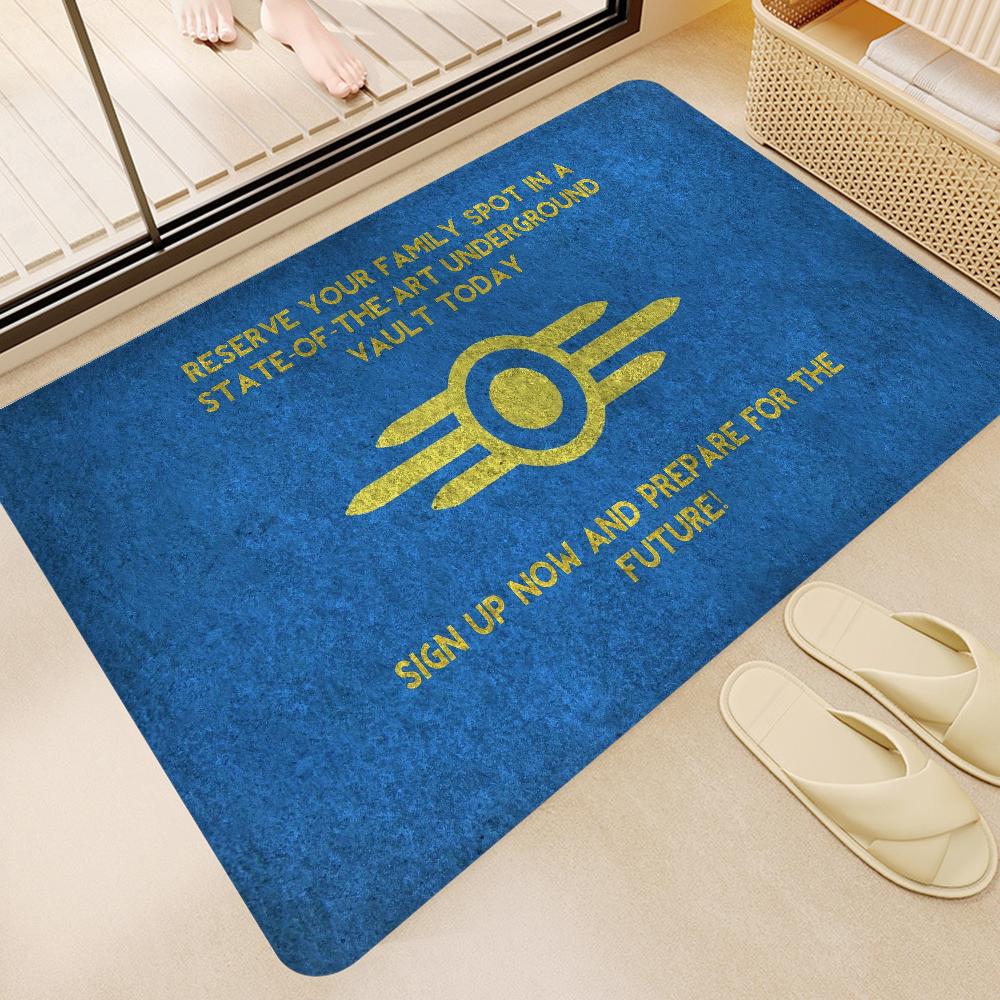 Games V-Vault T-Tec Logo Entrance Door Mat Washable Non-Slip Living Room Sofa Chairs Area Mat Kitchen Welcome Doormat