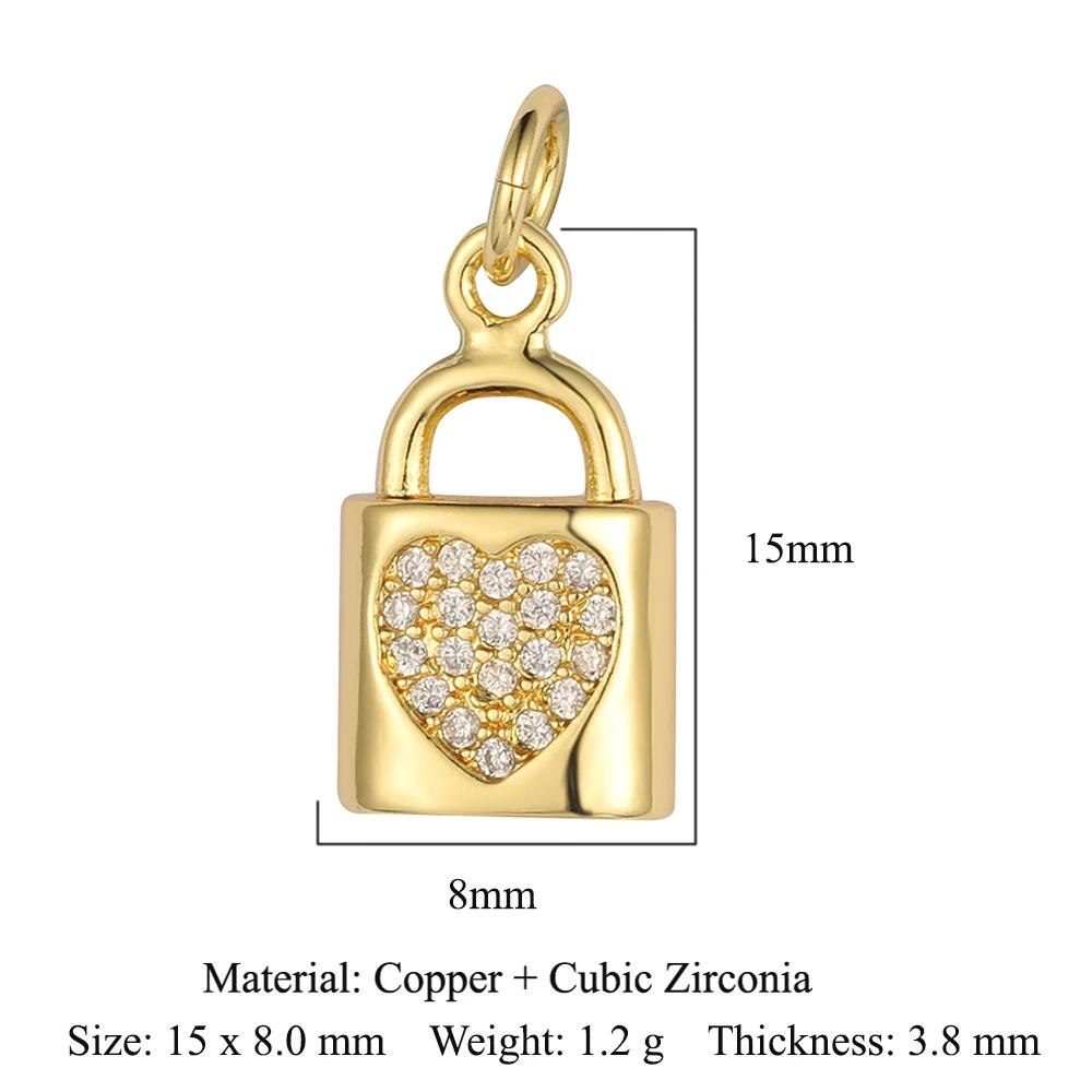 Bee Butterfly Copper Cubic Zirconia Heart Lock Love Charm Women Sun Star Necklace Pendant DIY Jewelry Charms