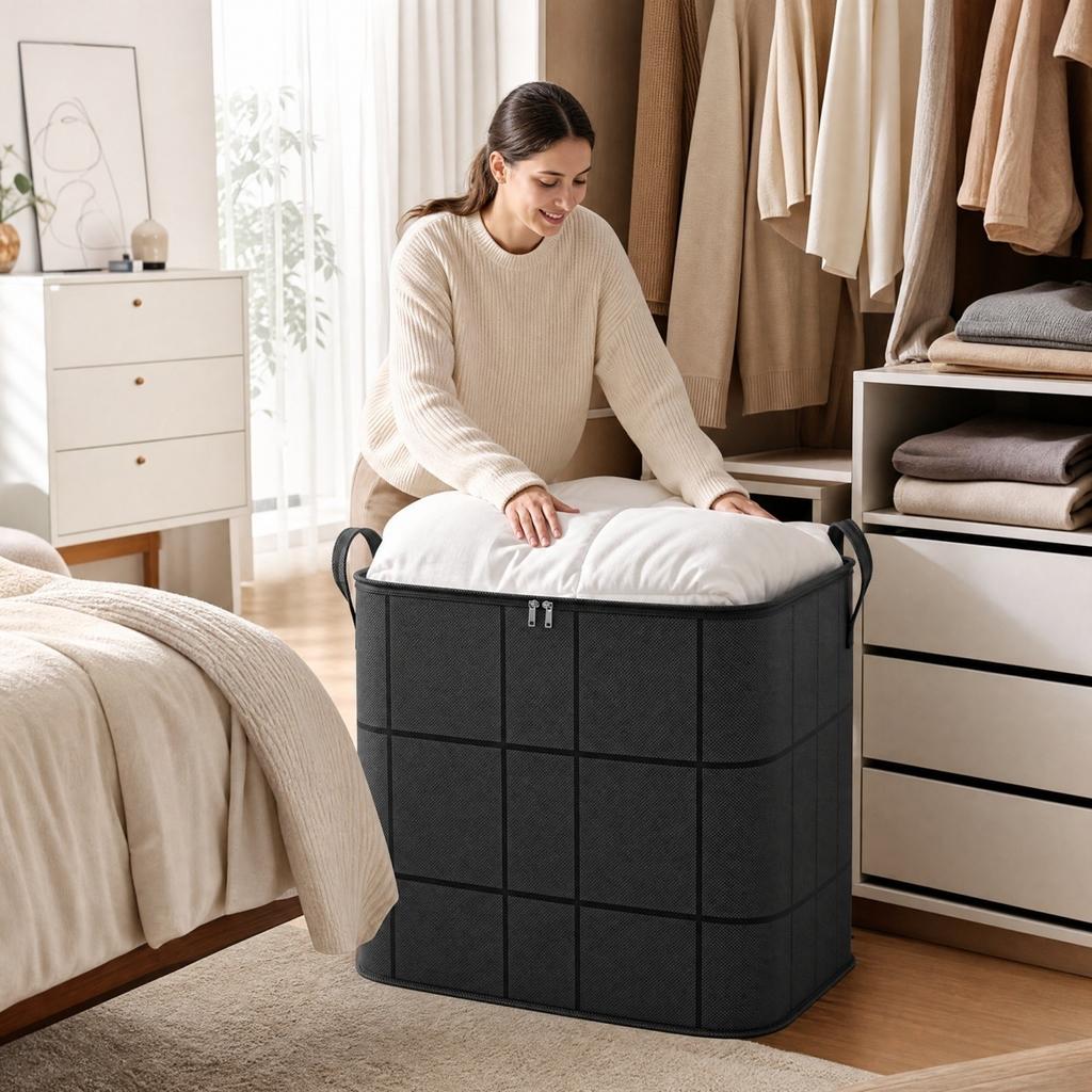Large Window Quilt Storage Bag with Handles for Comforters, Blankets and Bedding - Clear Design for Easy Viewing