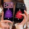 White Line Christmas Tree For iPhone 17 Air 16 E 15 14 13 Plus 12 Mini 11 17 Pro Max XR Xs Max 16E 7 8 Tempered Glass Phone Case