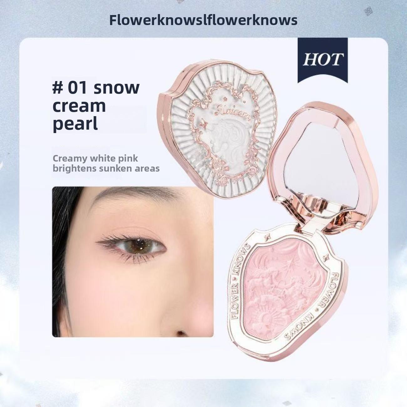 Палетка румян и контуринга FlowerKnow Unicorn Strawberry Rococo с тиснением, хайлайтер и многофункциональные кремовые румяна