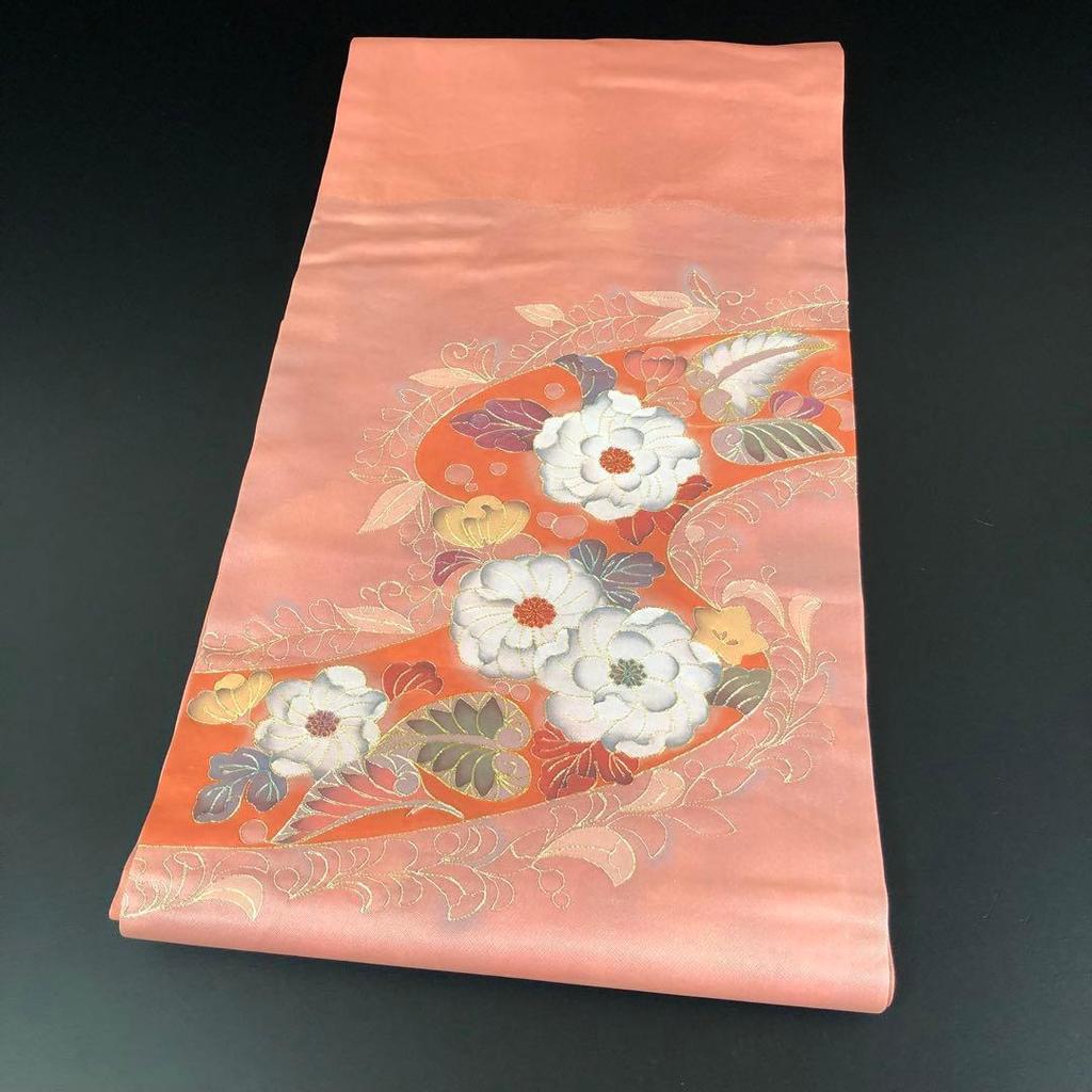 Used SO-562 Nagoya obi Nagoya tailoring Taiko pattern Pure silk Tsujigahana Ginkoma embroidery Luxury