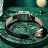 ROMITIME Women's Square Green Dial Quartz Leather Watch