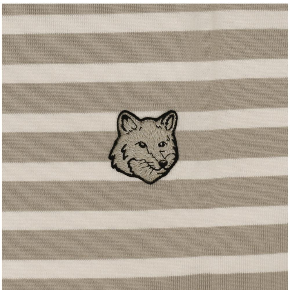 MaiSon KitSune Bold Fox Head Patch Stripe Men S Long Sleeve Tee Pm00122kj0044