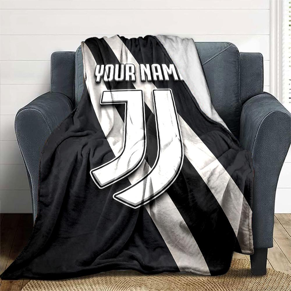 1pc Personalized Name Juventus Blanket, Gift, for Men and Women, Soft Blanket, Good for Sofa Bed Couch Travel, Lightweight Flannel Blanket