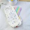 Soft Fabric Pencil Case Cute Floral Case, Mini Cotton Pouch for Pens Pencils Erasers, Lightweight Daily Use Pen Zipper Storage Bag Students,