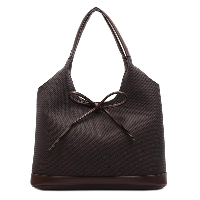 Simple and Large-capacity Tote Bag Women's New Color Matching Casual Underarm Bag Bow Fashionable and Sweet