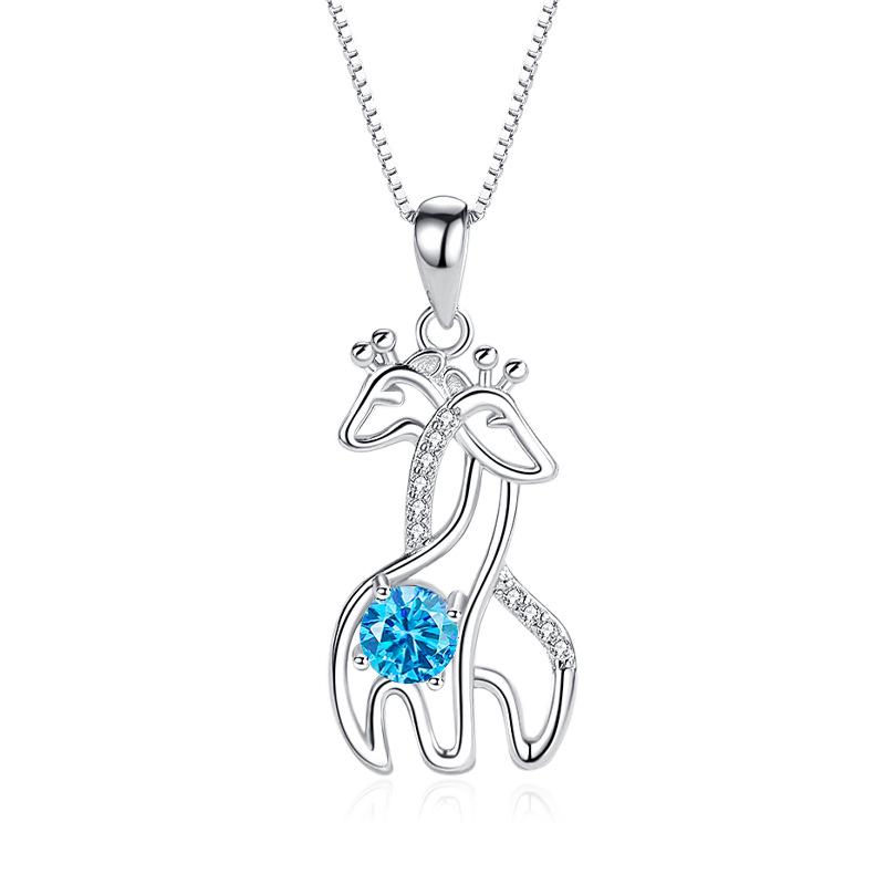 S925 Sterling Silver Giraffe Pendant Necklace for Women - Perfect for Christmas, Qixi, Valentine's, or Birthday Gifts.