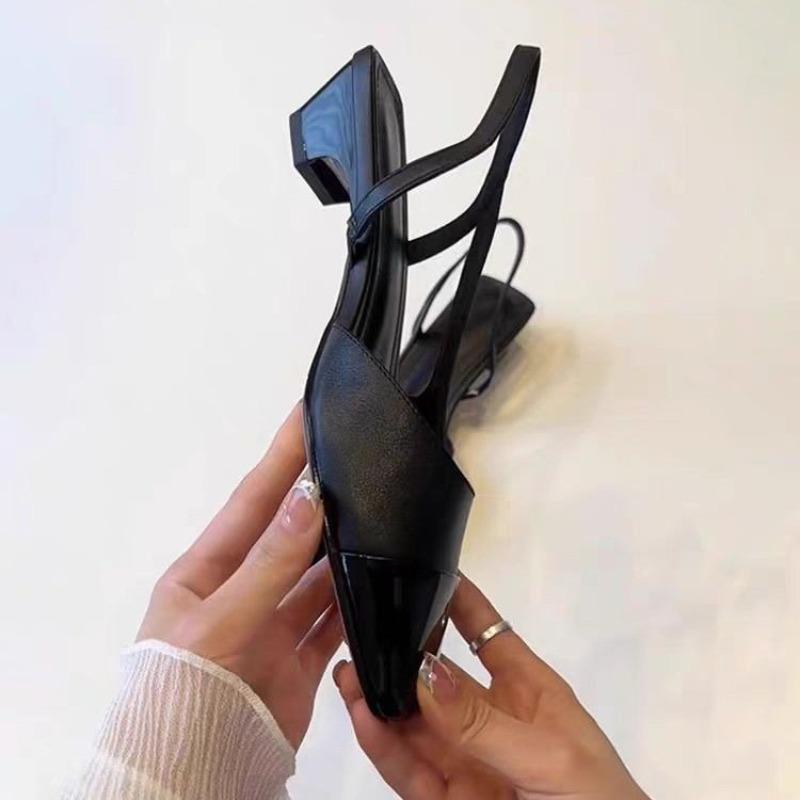 Fashion New 2025 Summer Women's Sandals Elegant Medium Heel Toe Mules Comfortable Office Women's Shoes Buckle Heels Women