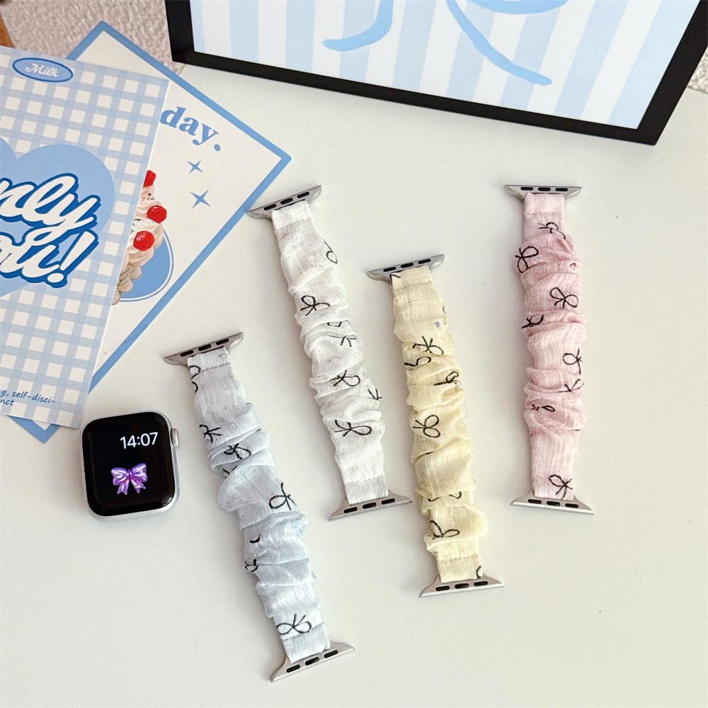 Ice Silk Bow Strap For Apple Watch Band 49mm 41mm 45mm 40mm 44mm 42mm 46mm Bracelet For iWatch Series 11 10 9 8 7 SE Ultra