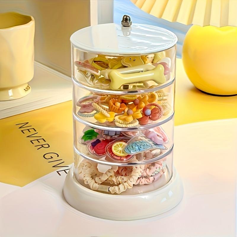1pc Multi-layer 360 ° Rotating Jewelry and Makeup Organizer, Jewelry Storage Box, Transparent Dressing Table Headband, Hair Accessories Storage Box