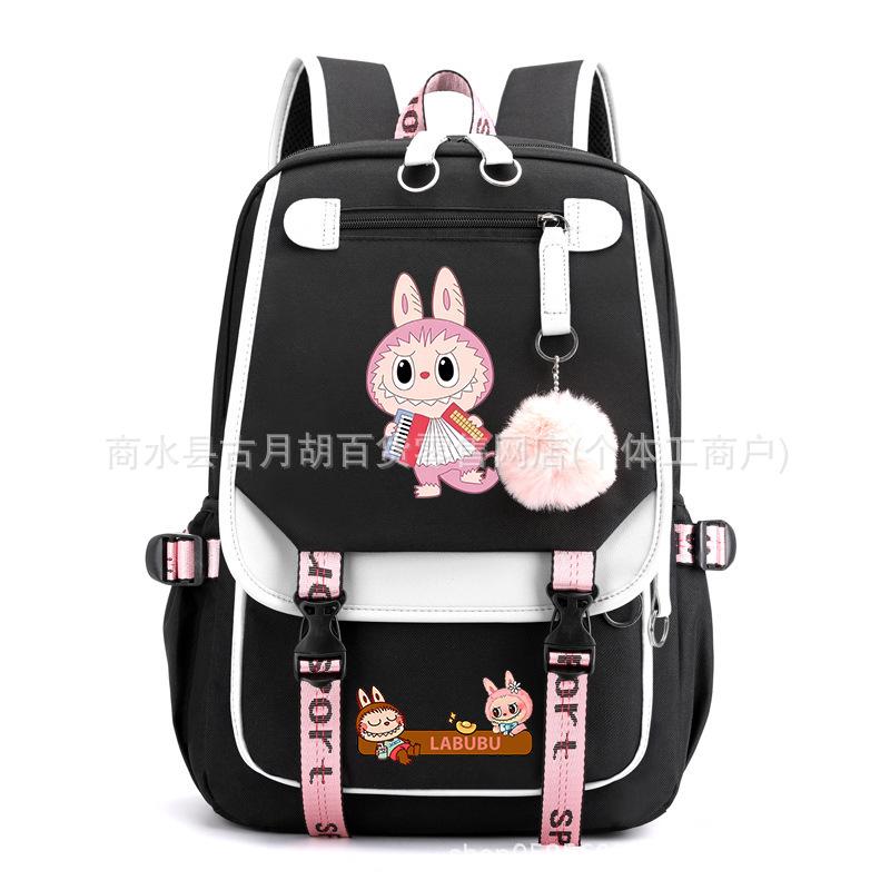 School Bag Printed Backpack USB Port Anime Cartoon Student Large Capacity Canvas Bag