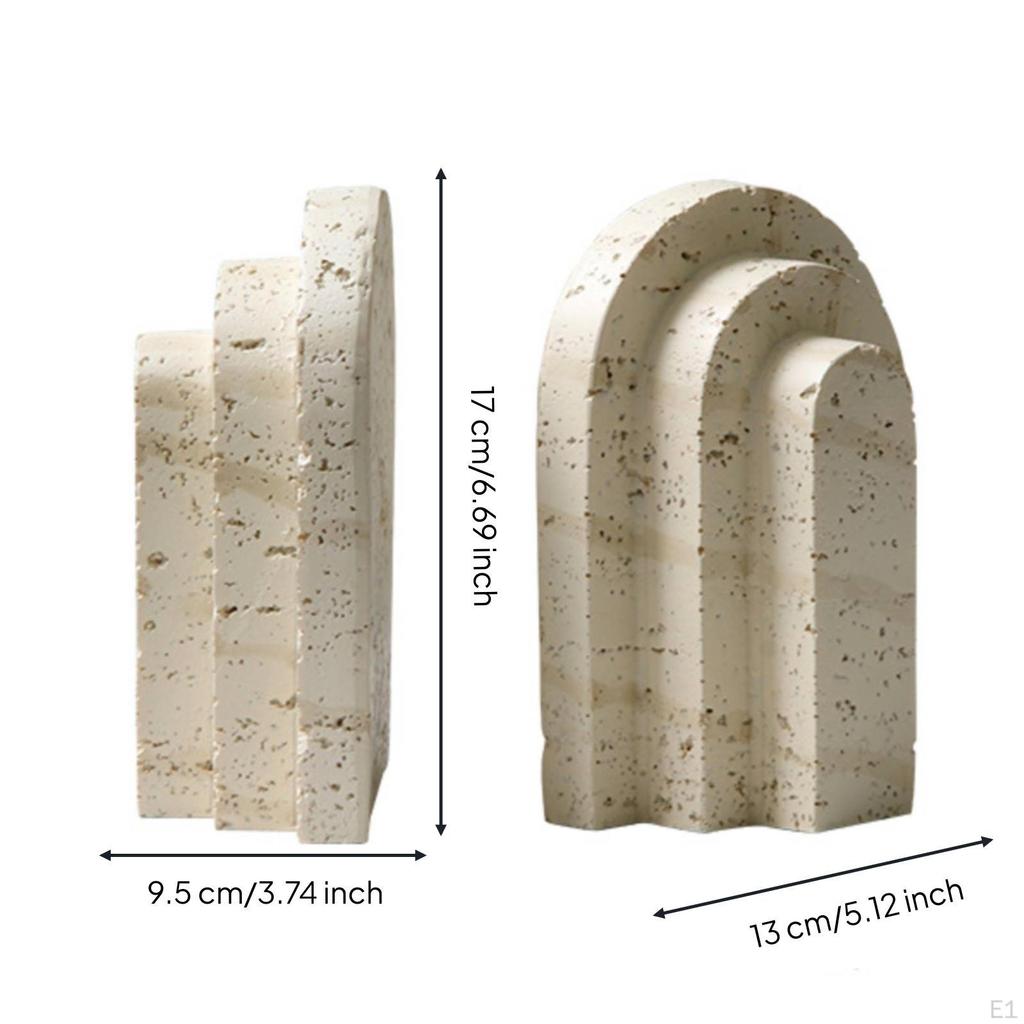 Resin Bookend Decorative Arch Sculptural Imitation Travertine Book