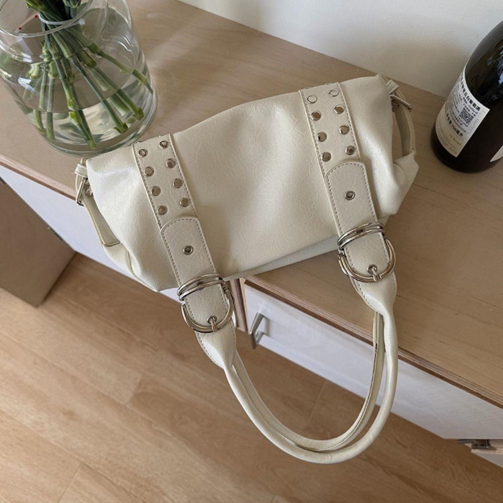 Spicy Girl Vintage Underarm Bag Y2K Motorcycle Bag Portable Retro Rivet Shoulder Bag  Girls