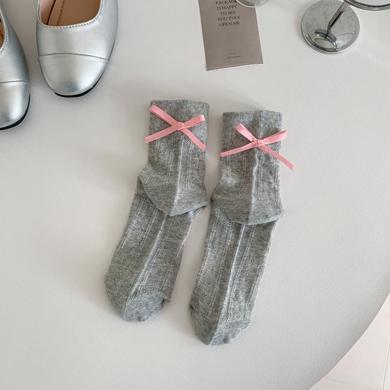 

Mesh Love Socks Women S Bow Jk Japanese Medium Tube Socks Summer Thin Women S Socks Girl Sweet Socks One size fits all серый
