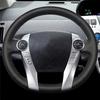 DIY Black Artificial Leather Handsewing Car Steering Wheel Cover for Toyota Prius C(US)2012-2017 Prius 30(XW30) 2009-2015