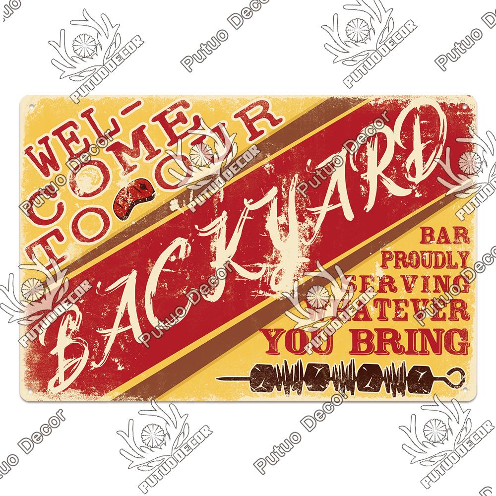Putuo Decor BBQ Metal Sign Tin Plaque Vintage Metal Signs Iron Painting for Barbecue Bar Pub Kitchen Party Zone Wall Decor