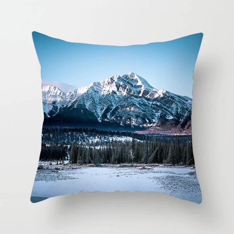 

Горы и озера природный пейзаж узор роскошные украшения дома наволочка гостиная диван автомобиль наволочка 40x40cm
