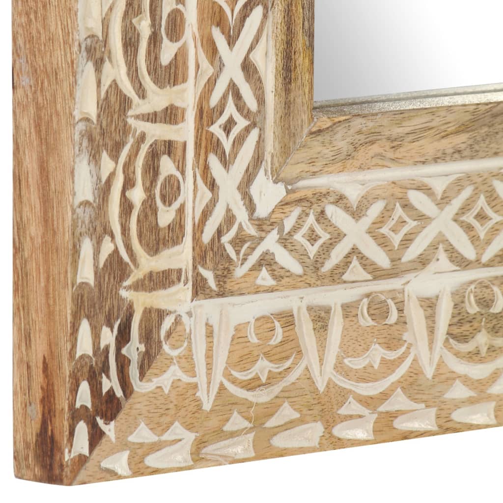 Hand Carved Mirror 50x50x2.6 cm Solid Mango Wood