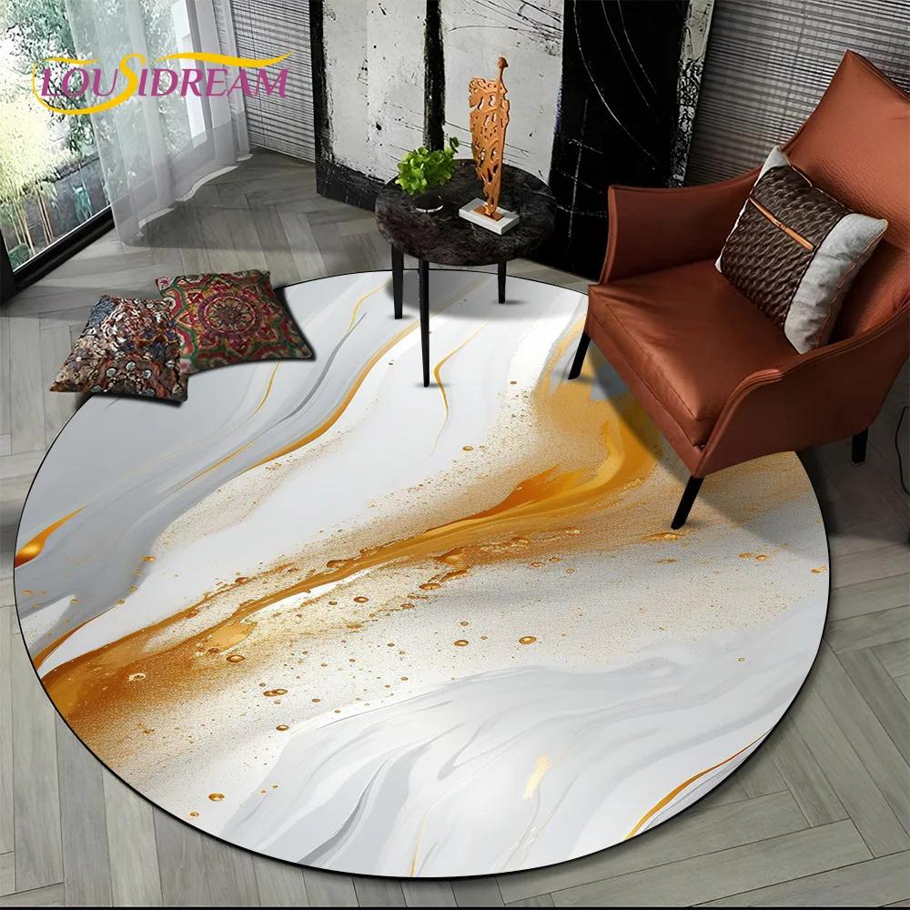 3D Colour Luxurious Marble Green Blue Gold Round Carpet Rug for Living Room Bedroom Child Chair Decor,Pet Area Rug Non slip Mat