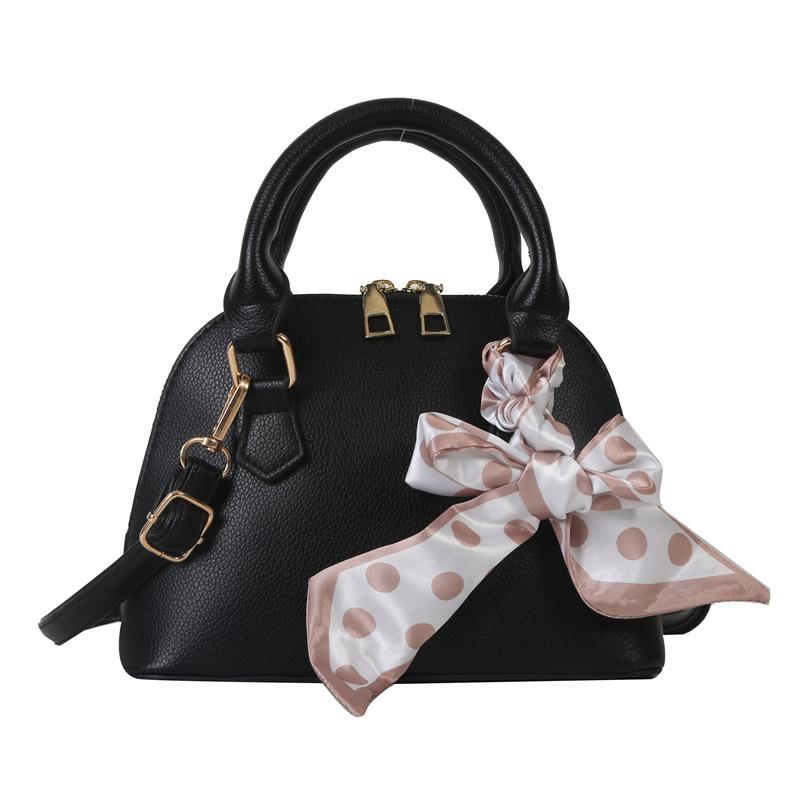 

Модная шелковая сумка-шарф, новая портативная женская сумка, модная и простая сумка-мессенджер через плечо, сумка-ракушка. чёрный