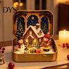 Miniature Holiday Scene Tiny Christmas Wonderland in a Tin, Mini Diorama Decor, Winter Home Accents with Santa, Tree, Gifts & Snowman, Table