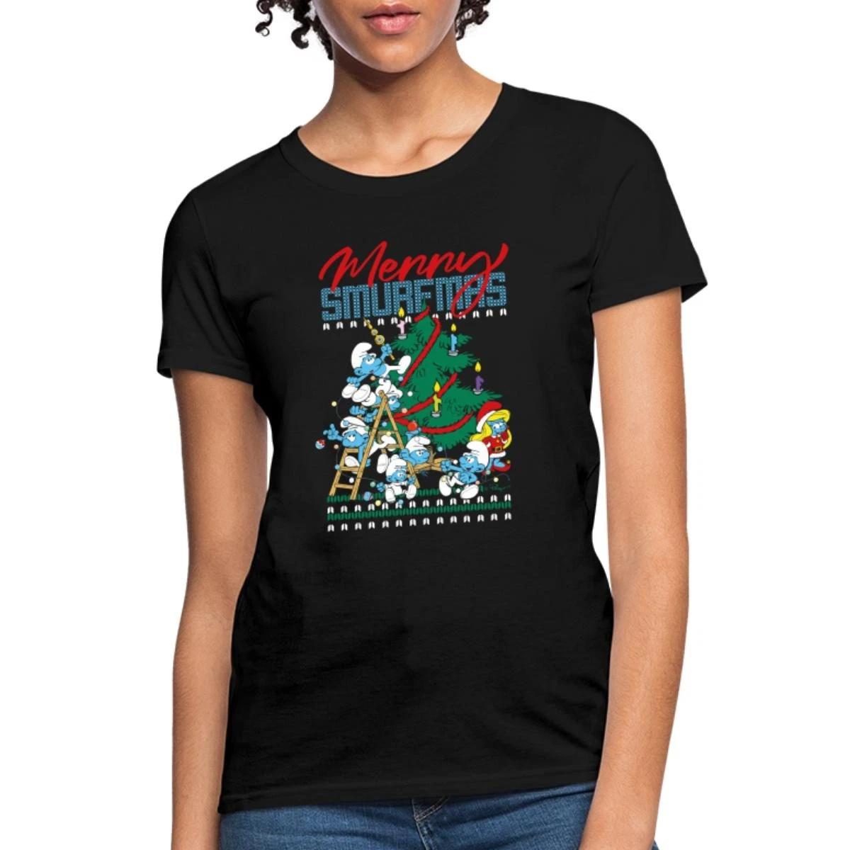 The Smurfs Merry Smurfmas Ugly Christmas Women s T-Shirt XXXXL