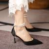Mode Damenmode Stiletto Riemchen Perle Schmetterling Spitzschuh High Heel Schuhe Damen Bankett Exquisite High Heel Sandalen