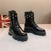Zhao Liying has the same medium tube thick-soled versatile Martin boots for women's versatile British wind locomotive boots thick-soled short bo