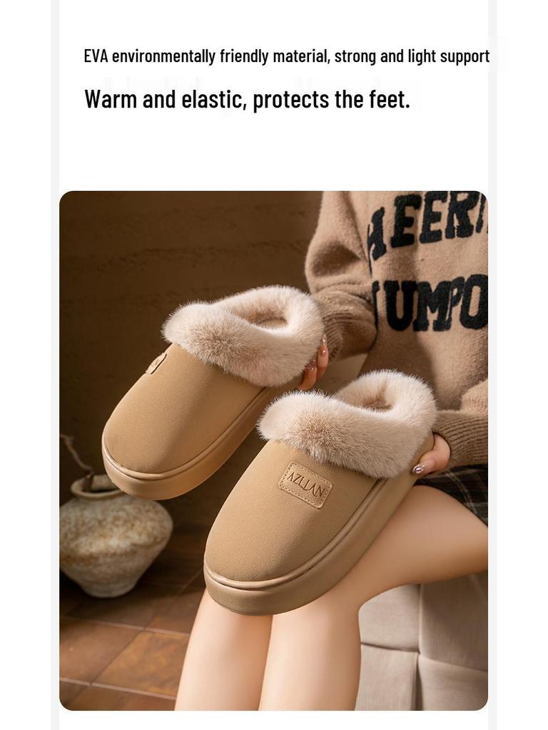 2025 Pluszowe Bawełniane Kapcie Indoor: Ciepłe, jesienno-zimowe obuwie dla par na grubej, antypoślizgowej podeszwie