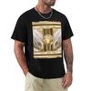 Greek Key Gold White Swirls Marblized T-Shirt Relaxed Casual Short Sleeve Tee