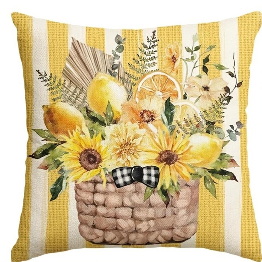 

Sunflower Lemon Floral Pillow Cases - “Sunshine in My Soul” Bright DecorLiving room sofa cushion cover, bedroom room decoration 16x16Inch