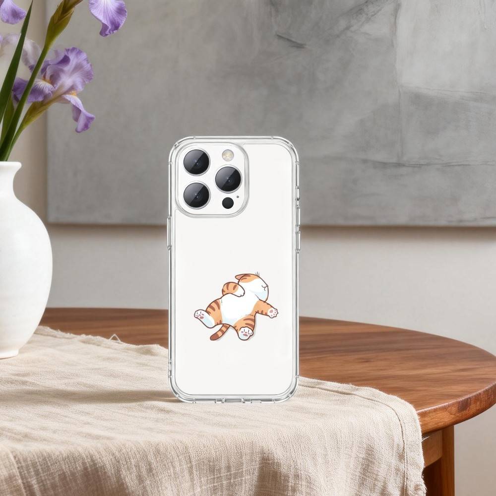 Cartoon Cat Meow Phone Case For iPhone 17 16 15 14 13 12 11 Mini Pro Max Plus Transparent Cover