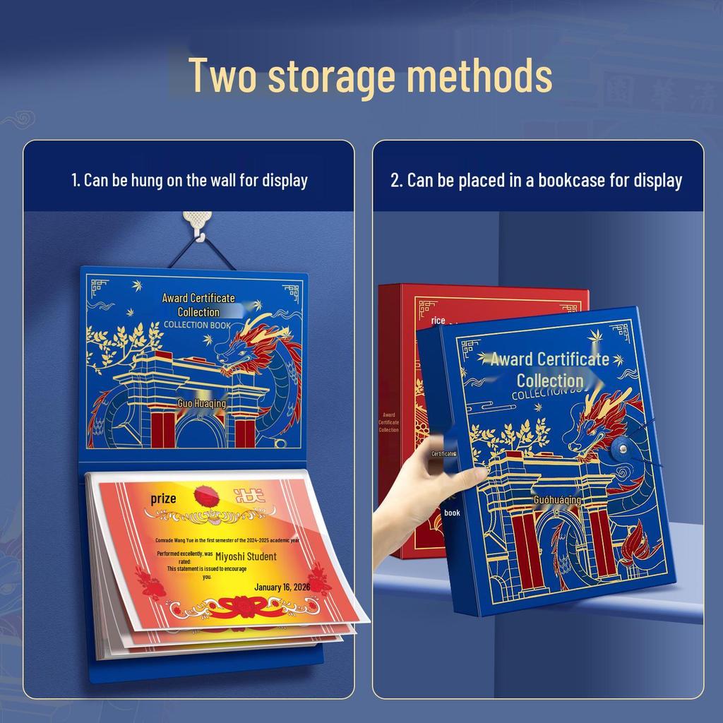 A4 Full Color Certificate Album for Boys & Girls - A3 Art Storage for Students
