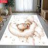 Sleeping Bear On Moon Carpet Boys and Girls Bedroom Rug Playroom, Nursery Decor Kid's Play Mat Bedroom Hallway Living Room Rug