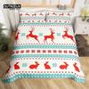 Christmas Duvet Cover Cartoon Snowman Deer Reindeer Bedding Set Twin Size Microfiber Cute Gingerbread Stocking Comforter Cover