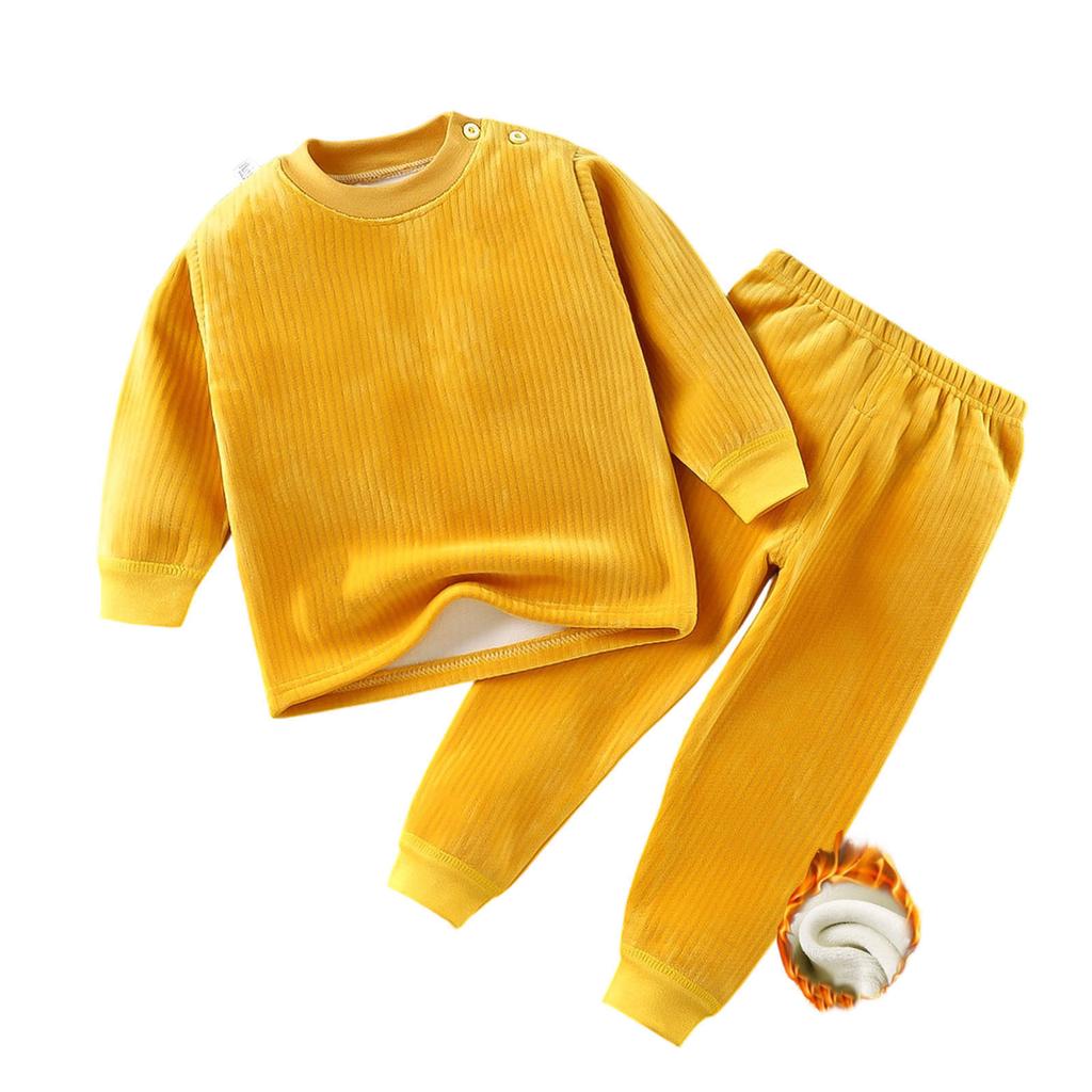 Children's  Fleece-Lined Thermal Underwear Set,  Seamless Clothes, Suitable For Medium And Large Children
