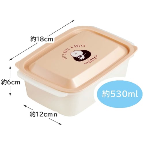 Skater Usamaru Storage Containers, 530ml X 2, Made In Japan, FCNN5W-A, Easy-to-Clean Grooveless, Microwave-Safe with Lid On