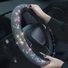 Bling Bling Diamond Rhinestones Car Steering Wheel Cover 37/38cm Auto Interior Accessories Women Case Car Styling Four Seasons