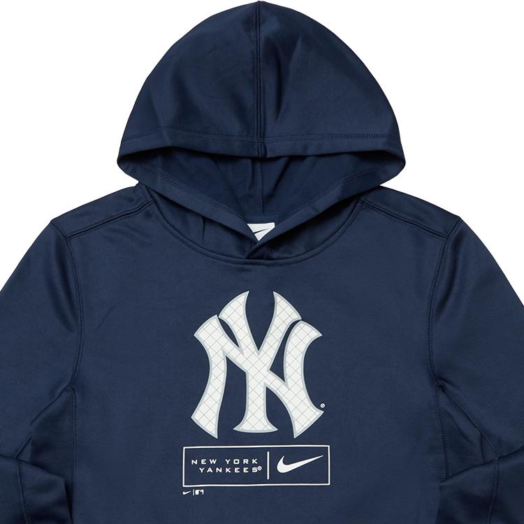 Nike Hoodie Logo Print Pullover Long Sleeve Front Pocket Kids Hoodies Navy-Blue 3Z3B7SBHE-NYY