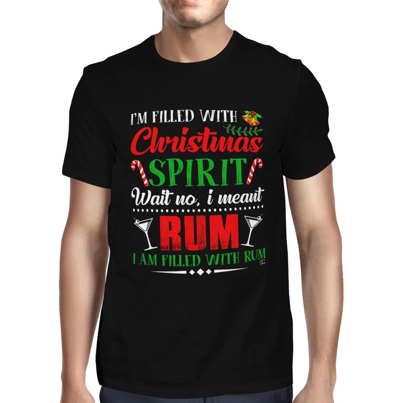 1Tee Mens I m Filled with Christmas Spirit! I am Filled with Rum! T-Shirt L